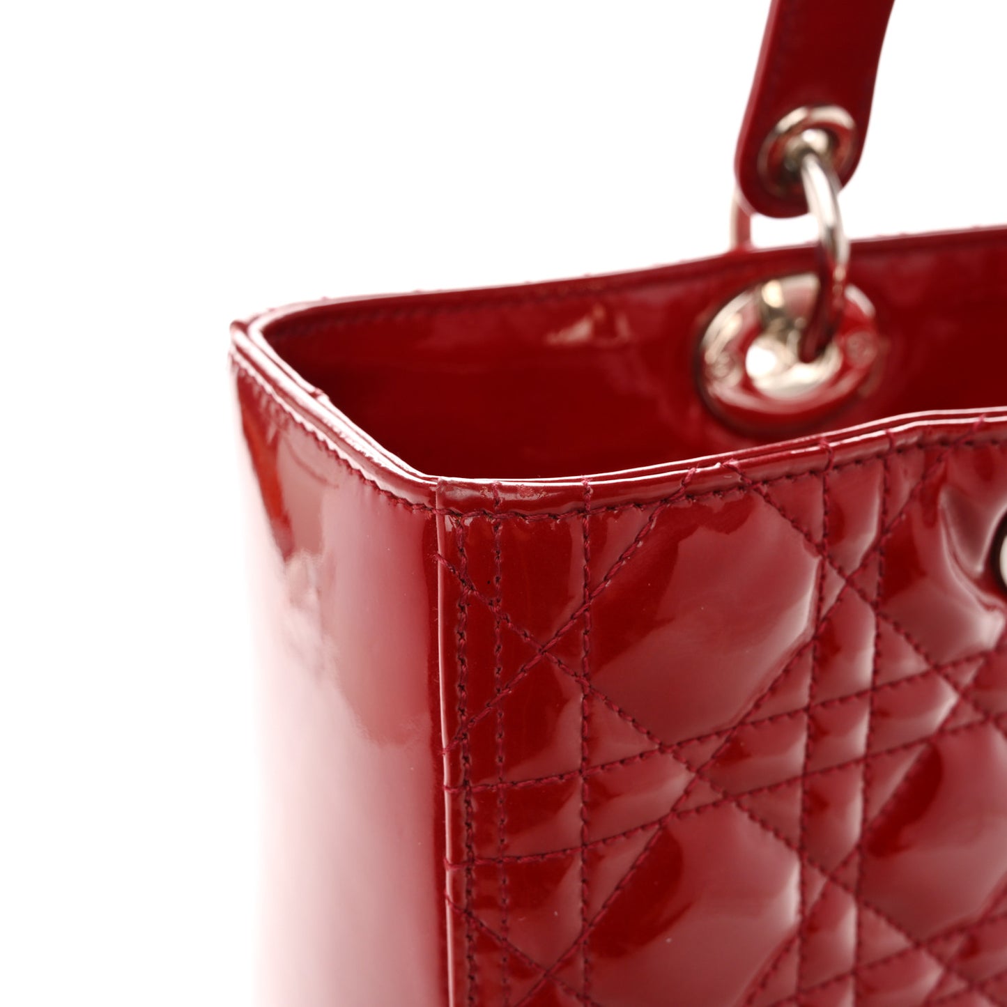 Patent Cannage Large Lady Dior Red