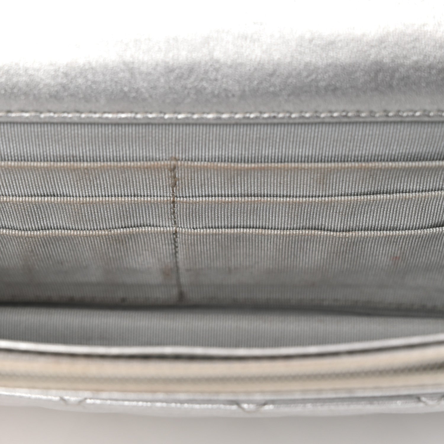 Chanel Metallic Lambskin Quilted Wallet On Chain WOC Silver Gold 14 of 14