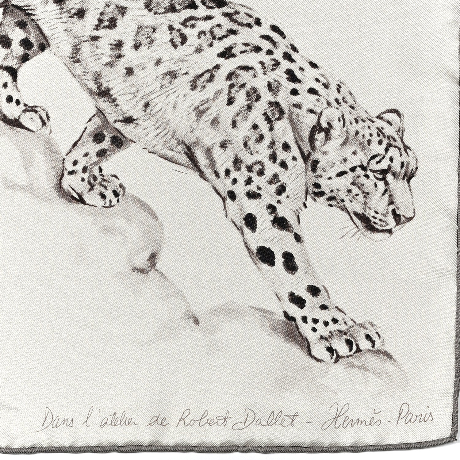 Hermes Silk Dans L'Atelier De Robert Scarf 90 Cendre Gris Sepia 3 of 4