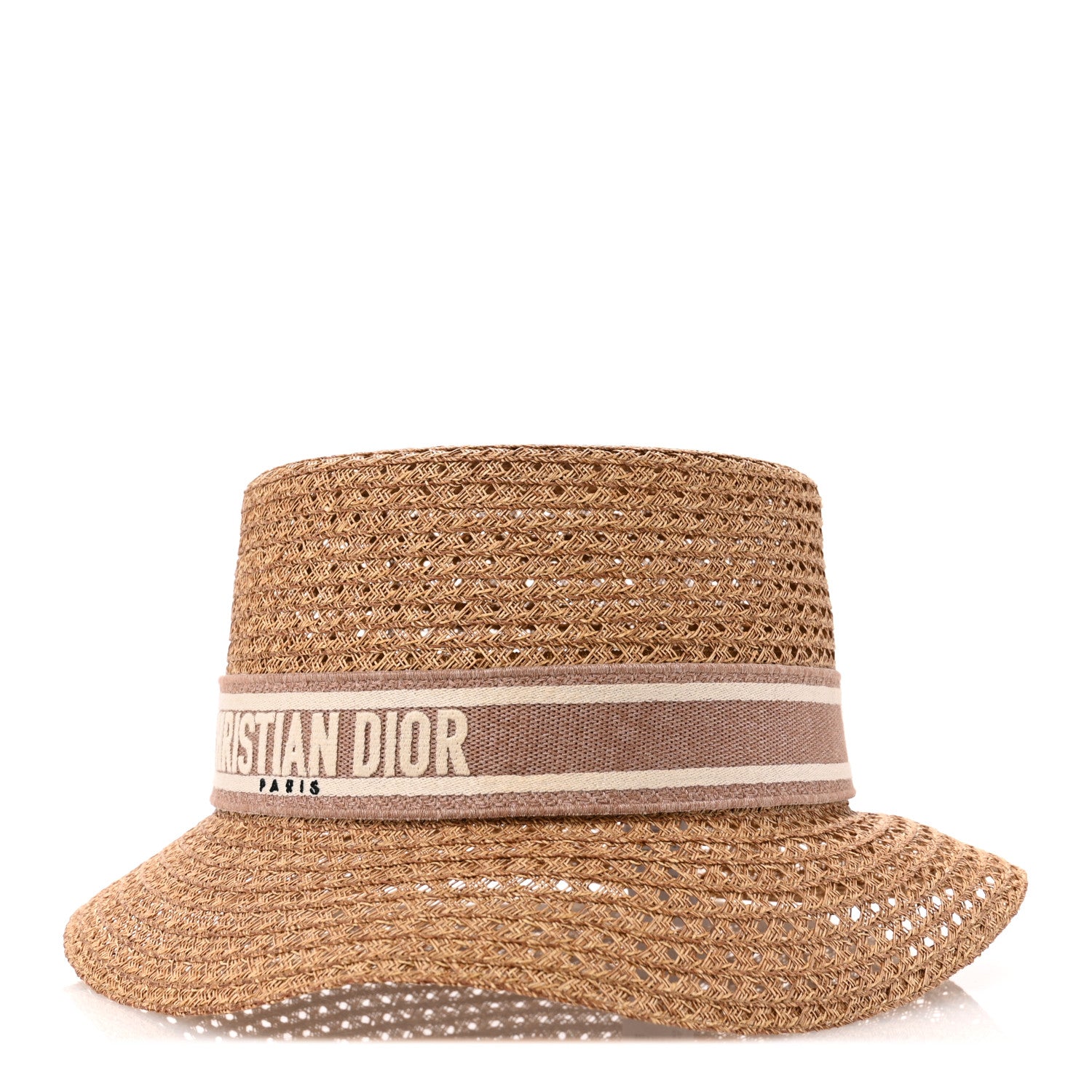 Christian Dior Straw Bucket Hat 59 Natural Rose Des Vents 1 of 9