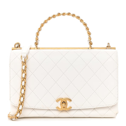Chanel Lambskin Quilted La Parisienne Top Handle Flap White 1 of 10