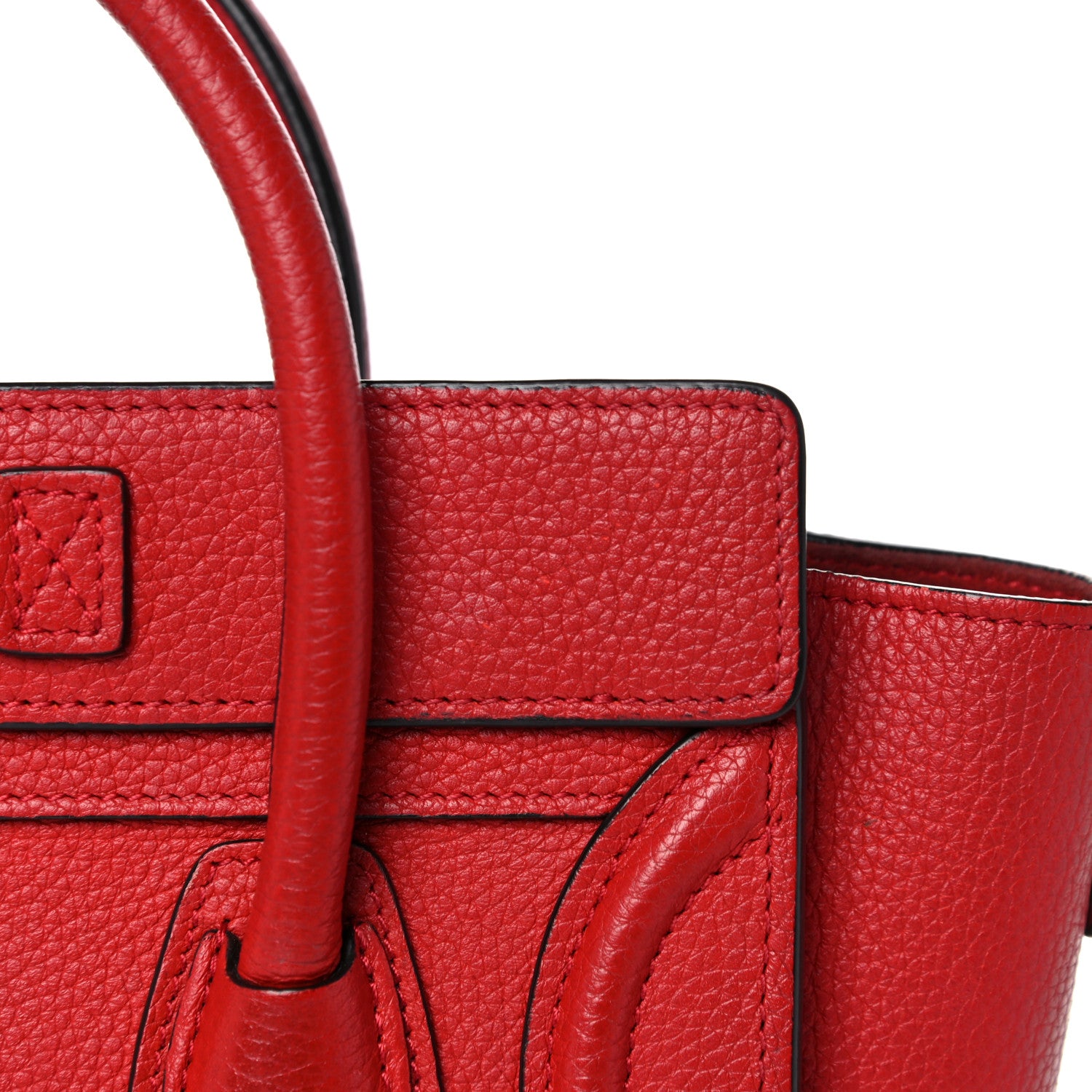 Celine Drummed Calfskin Nano Luggage Red 21 of 27