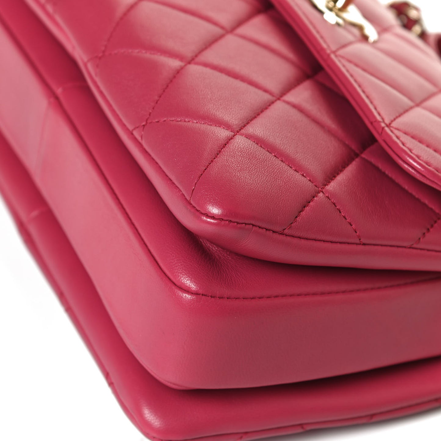 Lambskin Quilted Small Trendy CC Flap Dual Handle Bag Dark Pink