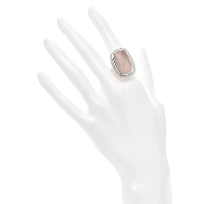 David Yurman Sterling Silver Diamond Rose Quartz 21mm Albion Statement Ring 52 6 2 of 5