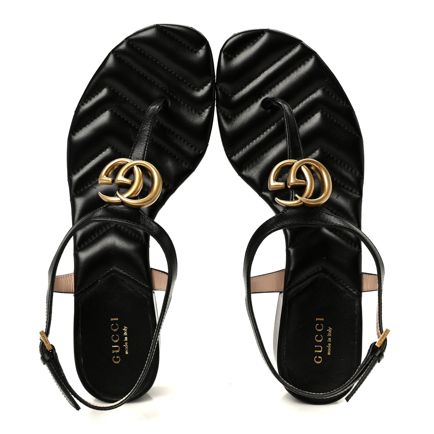 Nappa Matelasse Double G 35mm Thong Sandals 38.5 Black