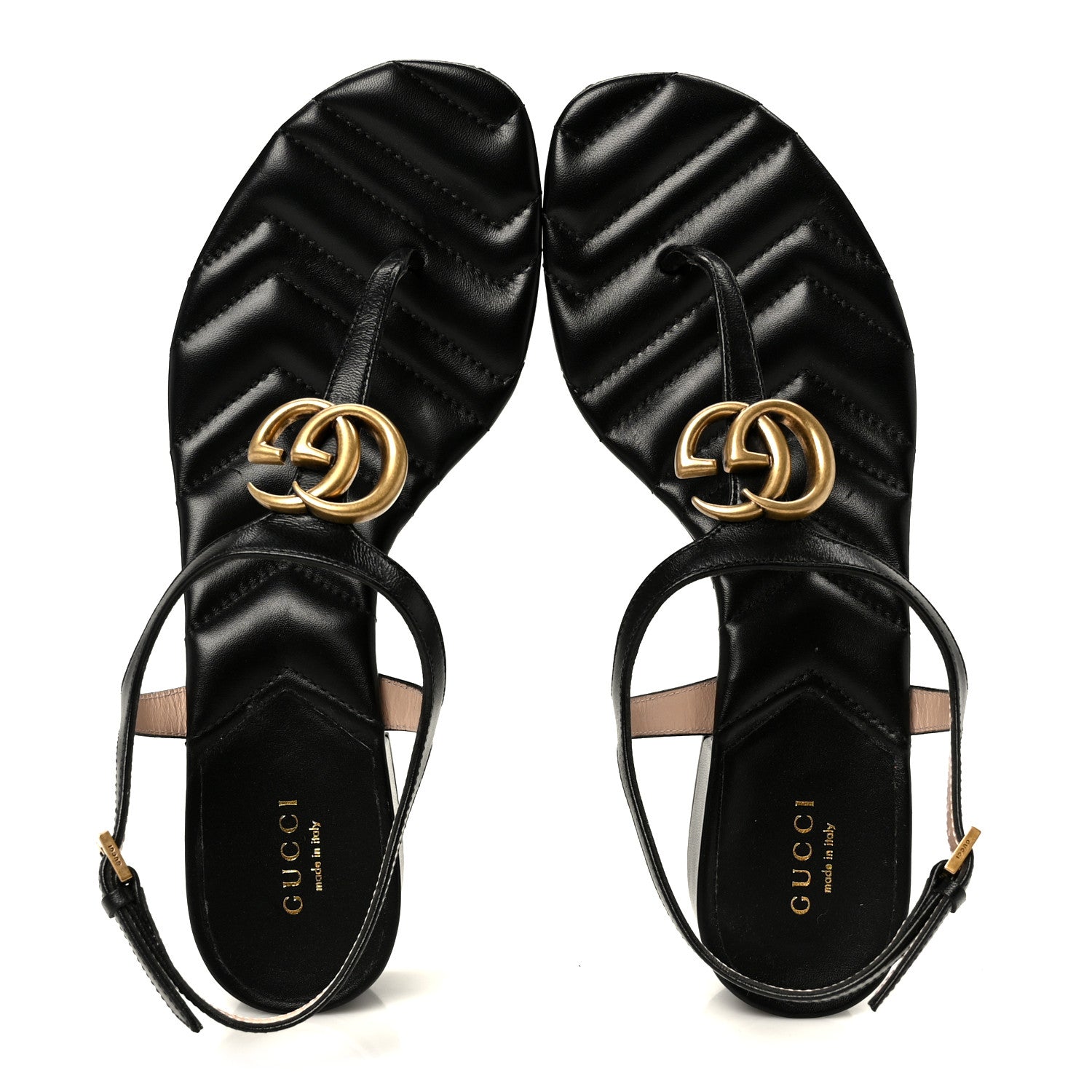 Gucci Nappa Matelasse Double G 35mm Thong Sandals 38.5 Black 2 of 9