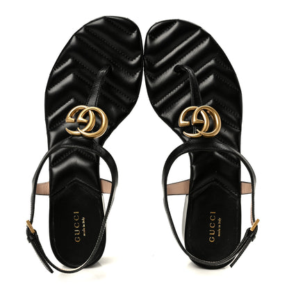 Gucci Nappa Matelasse Double G 35mm Thong Sandals 38.5 Black 2 of 9