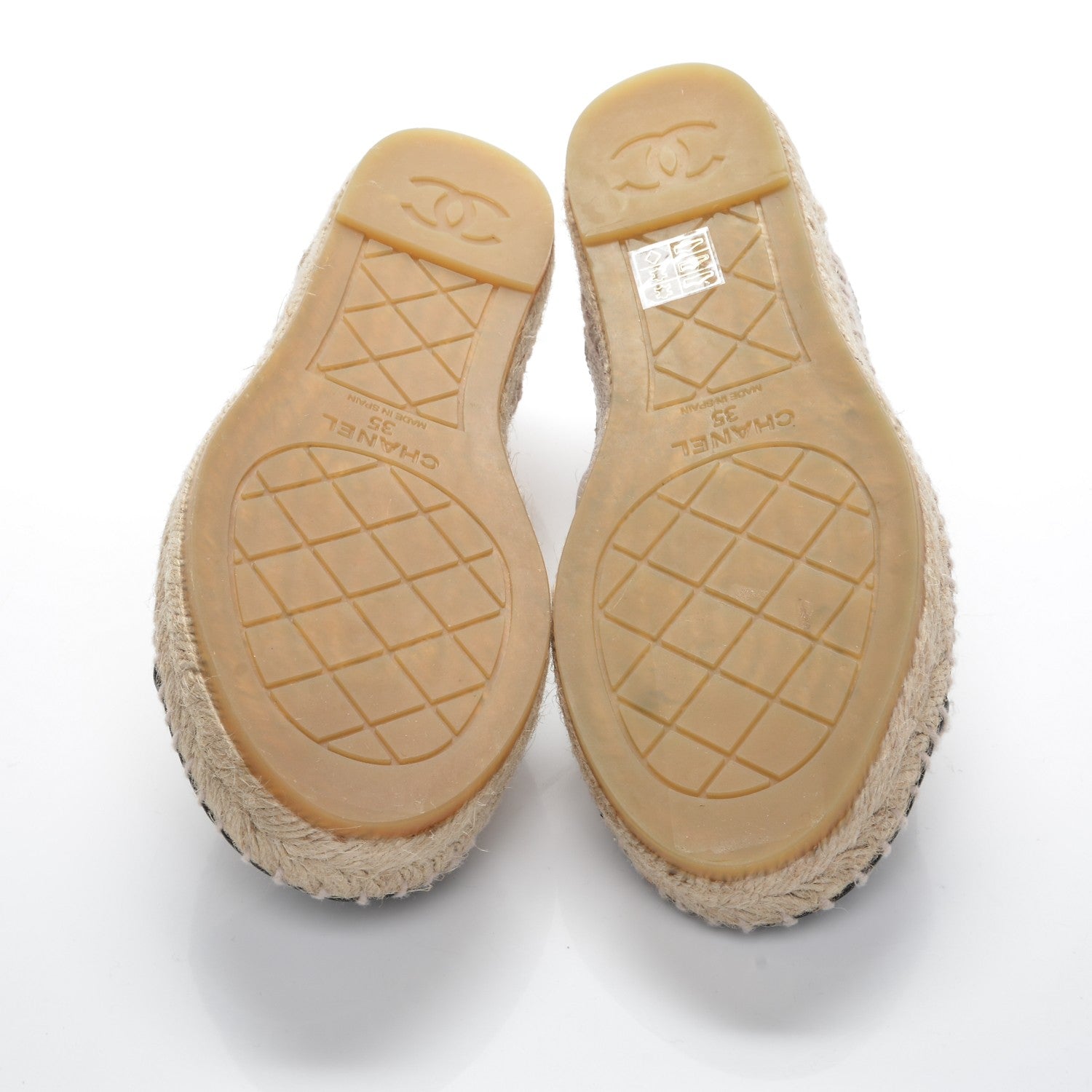 Chanel Grained Calfskin CC Espadrilles 35 Beige Black 5 of 7