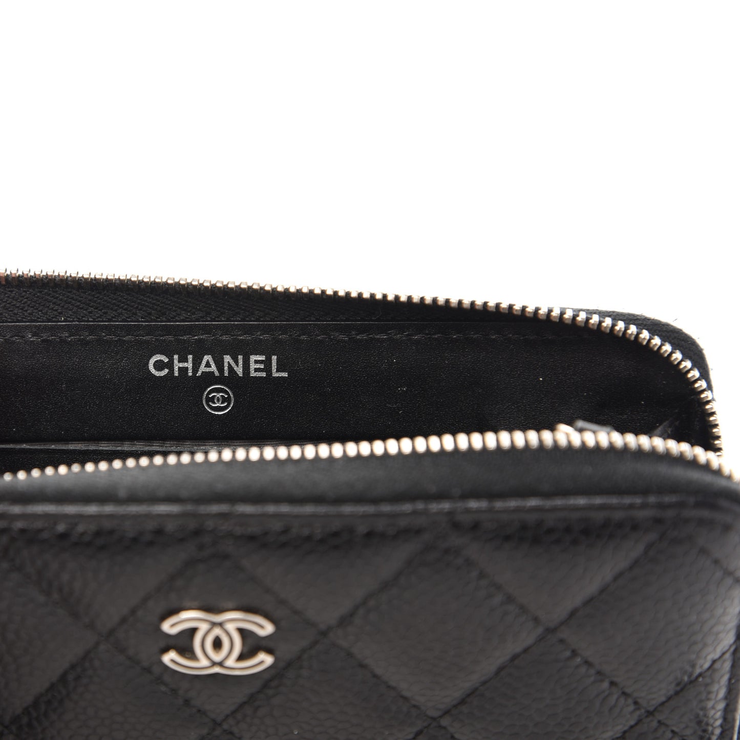 Caviar Quilted Small Gusset Zip Around Wallet Black