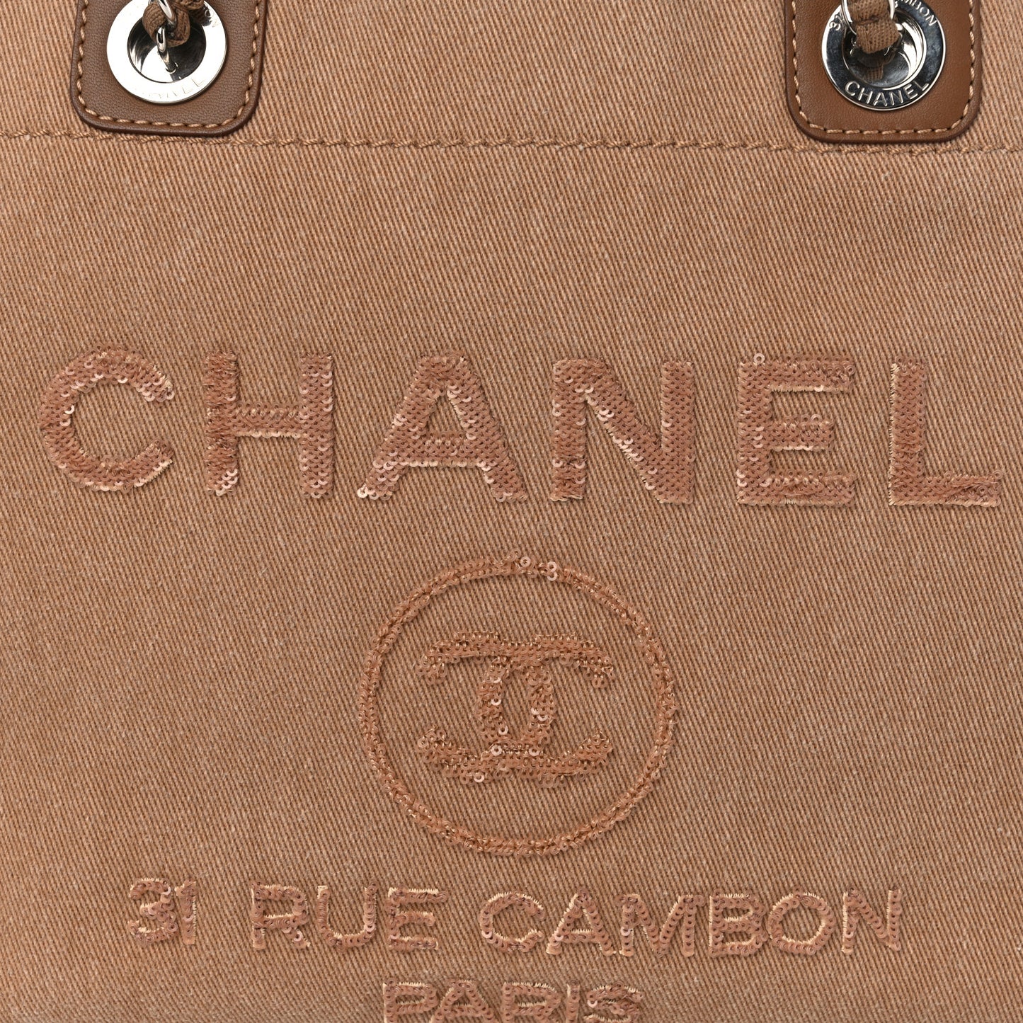 Canvas Sequin Small Deauville Tote Ecru