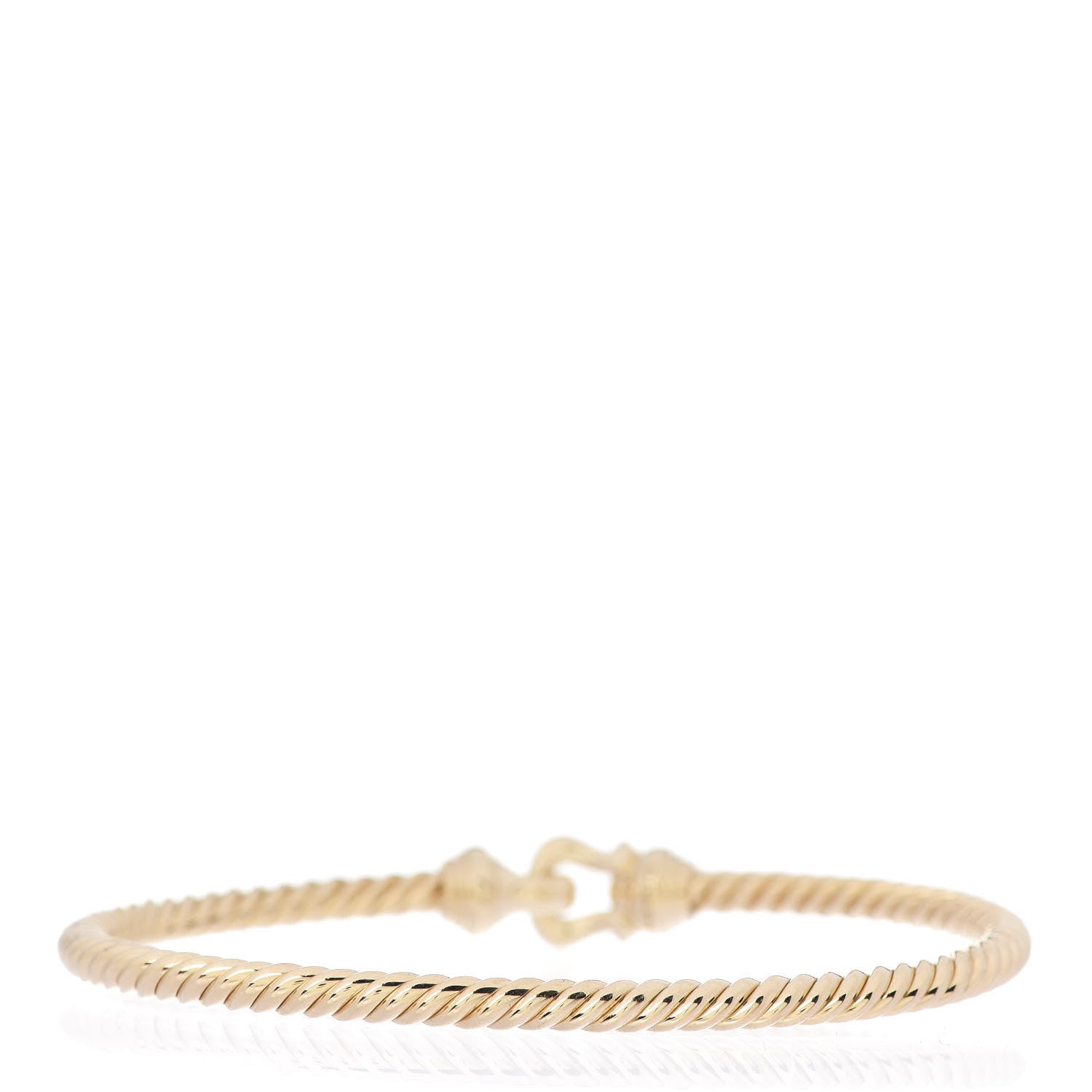 David Yurman 18K Yellow Gold Diamond 3.5mm Cable Buckle Bracelet 3 of 4