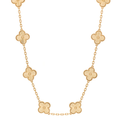 Van Cleef & Arpels 18K Yellow Gold 10 Motifs Guilloche Vintage Alhambra Necklace 1 of 4