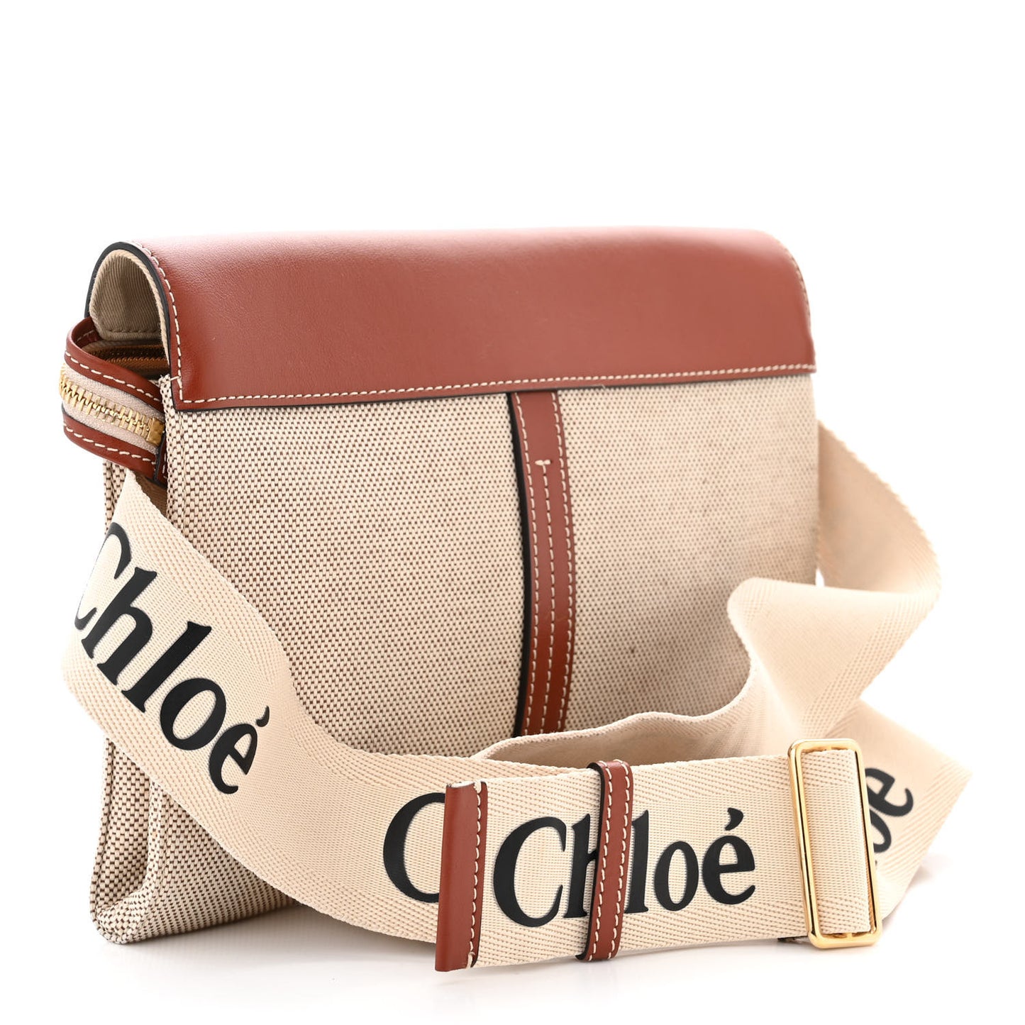 Cotton Calfskin Woody Belt Bag Beige Brown