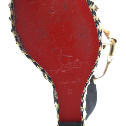 Christian Louboutin Suede Rope Cataclou 140 Wedge Sandals 37 Black Gold 7 of 7