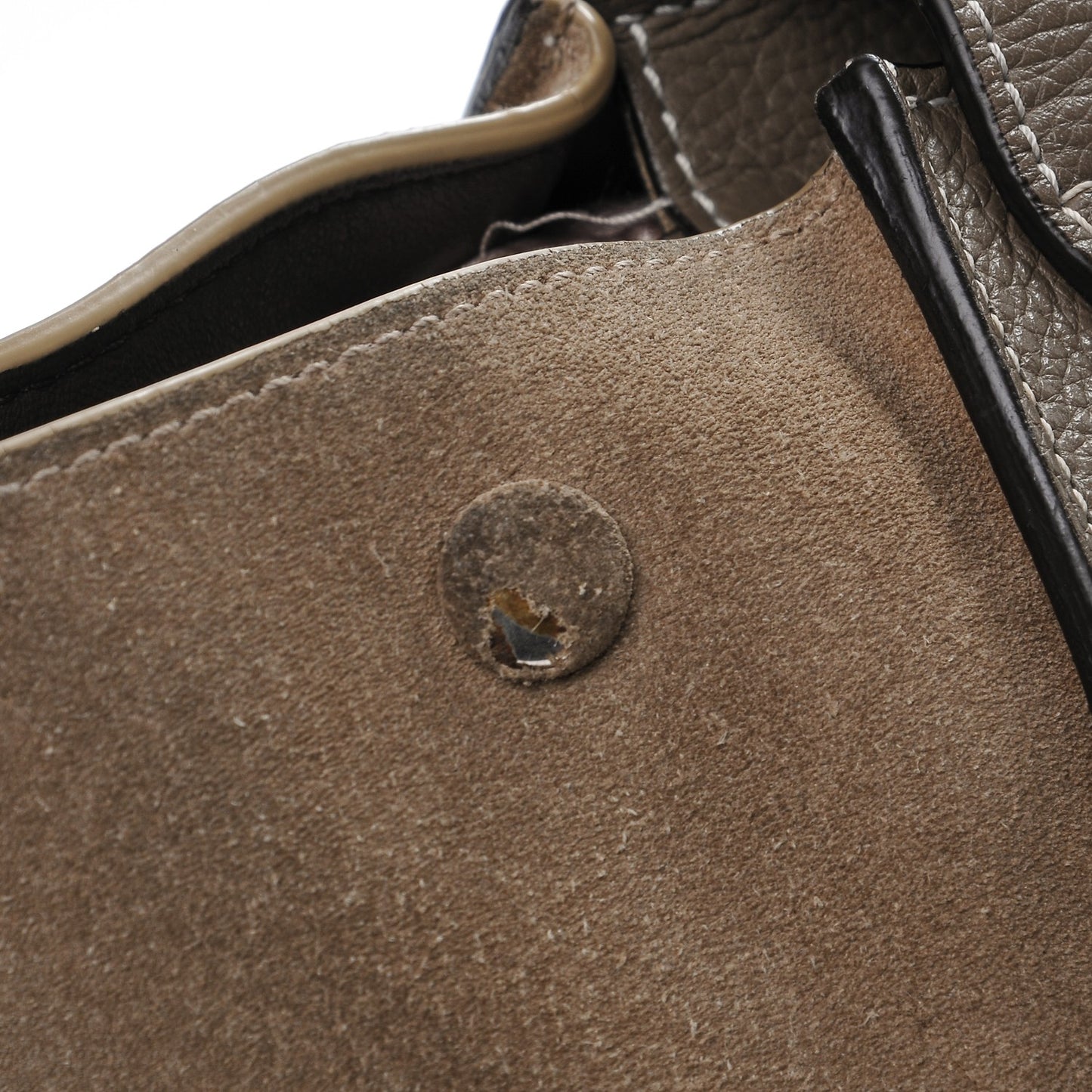 Drummed Calfskin Suede Medium Trapeze Souris