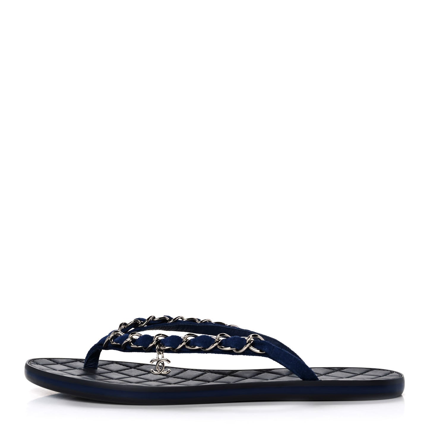 Cotton Terrycloth Thong Sandals 37 Blue