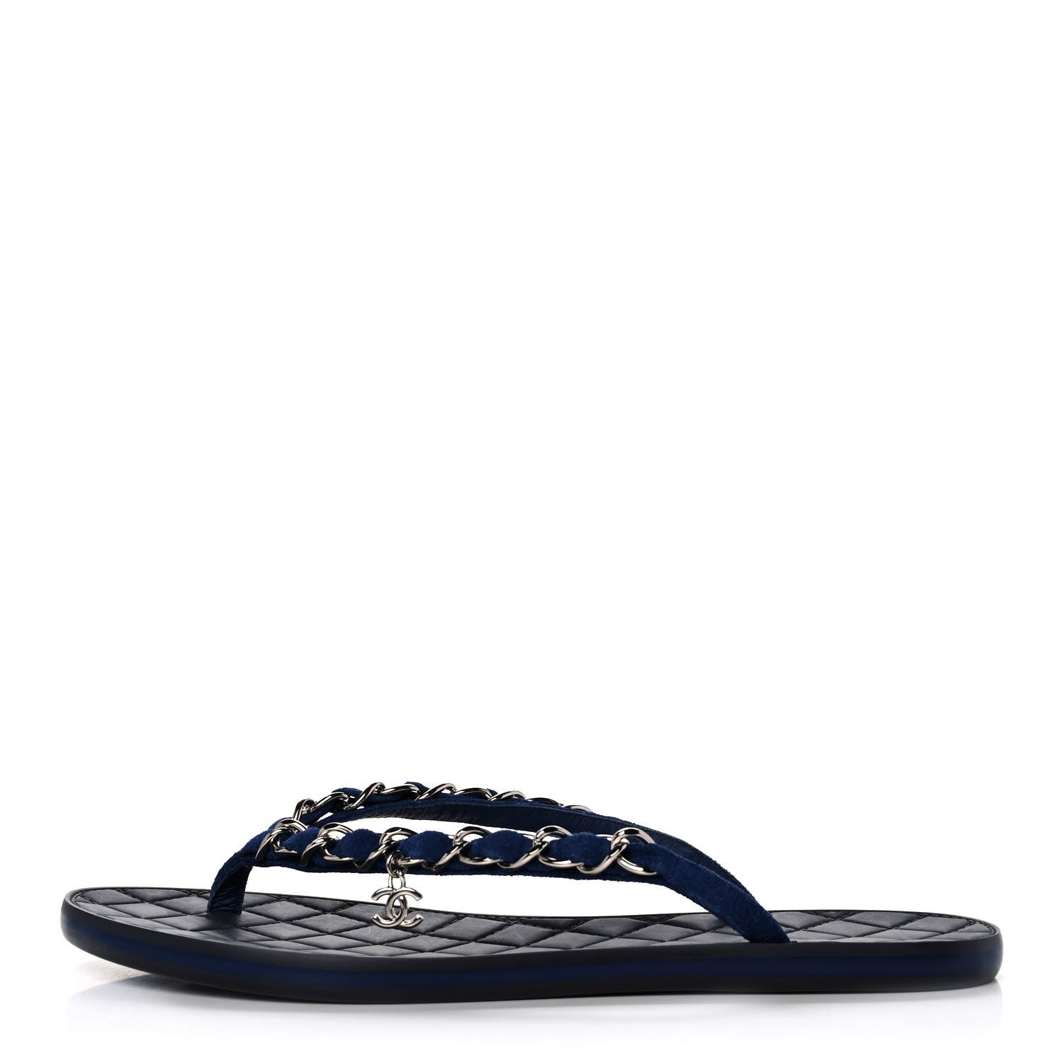 Chanel Cotton Terrycloth Thong Sandals 37 Blue 1 of 9