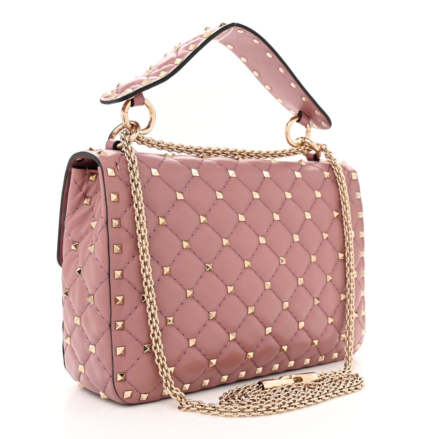 Valentino Garavani Lambskin Medium Rockstud Spike Shoulder Bag Antique Rose 3 of 11