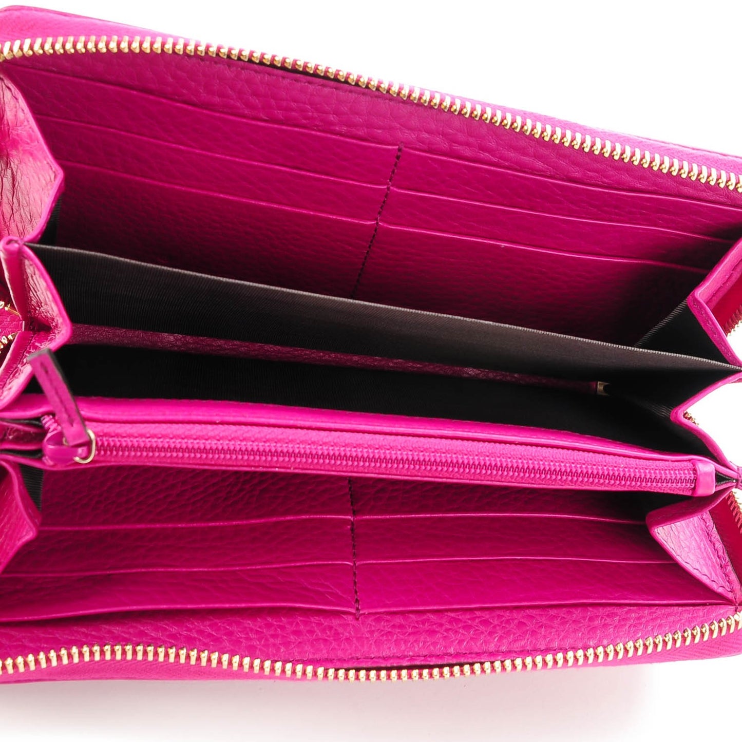 Pebbled Calfskin Soho Zip Around Wallet Bright Bougainvillea