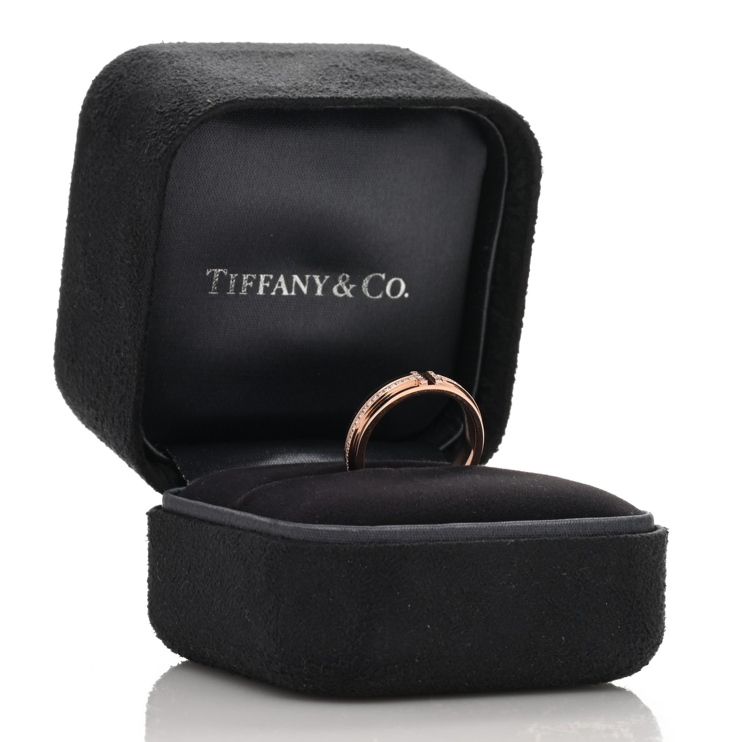 18K Rose Gold Diamond Narrow T Two Ring 52 6