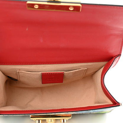 Gucci GG Supreme Monogram Blooms Small Padlock Shoulder Bag Beige Blue Navy Hibiscus Red 5 of 12