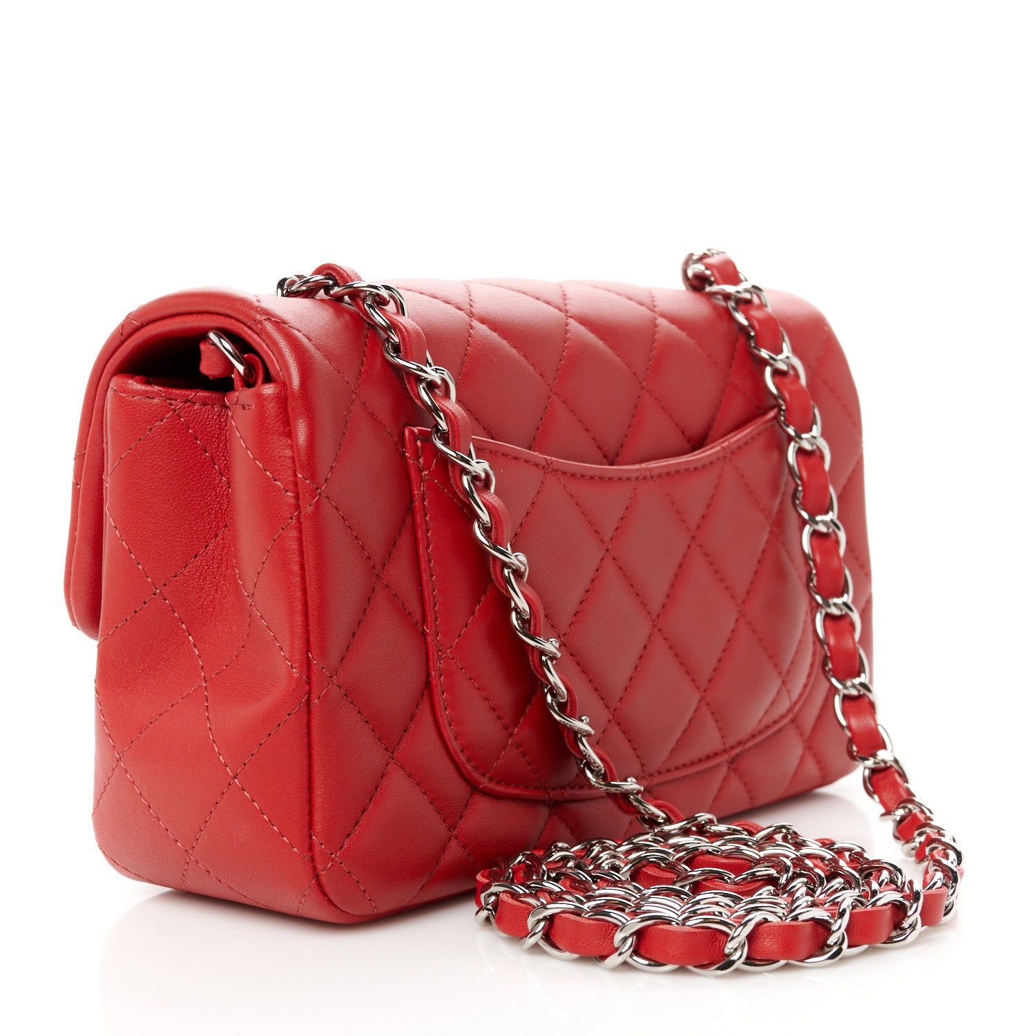 Chanel Lambskin Quilted Mini Rectangular Flap Red 3 of 12