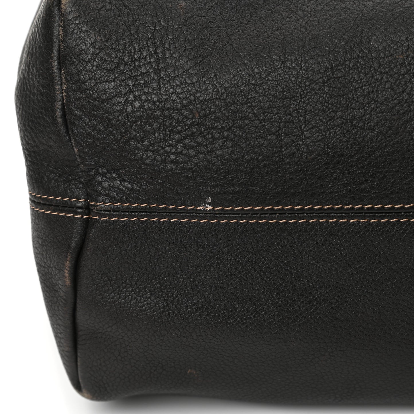 Grained Calfskin CC Drawstring Bucket Bag Black