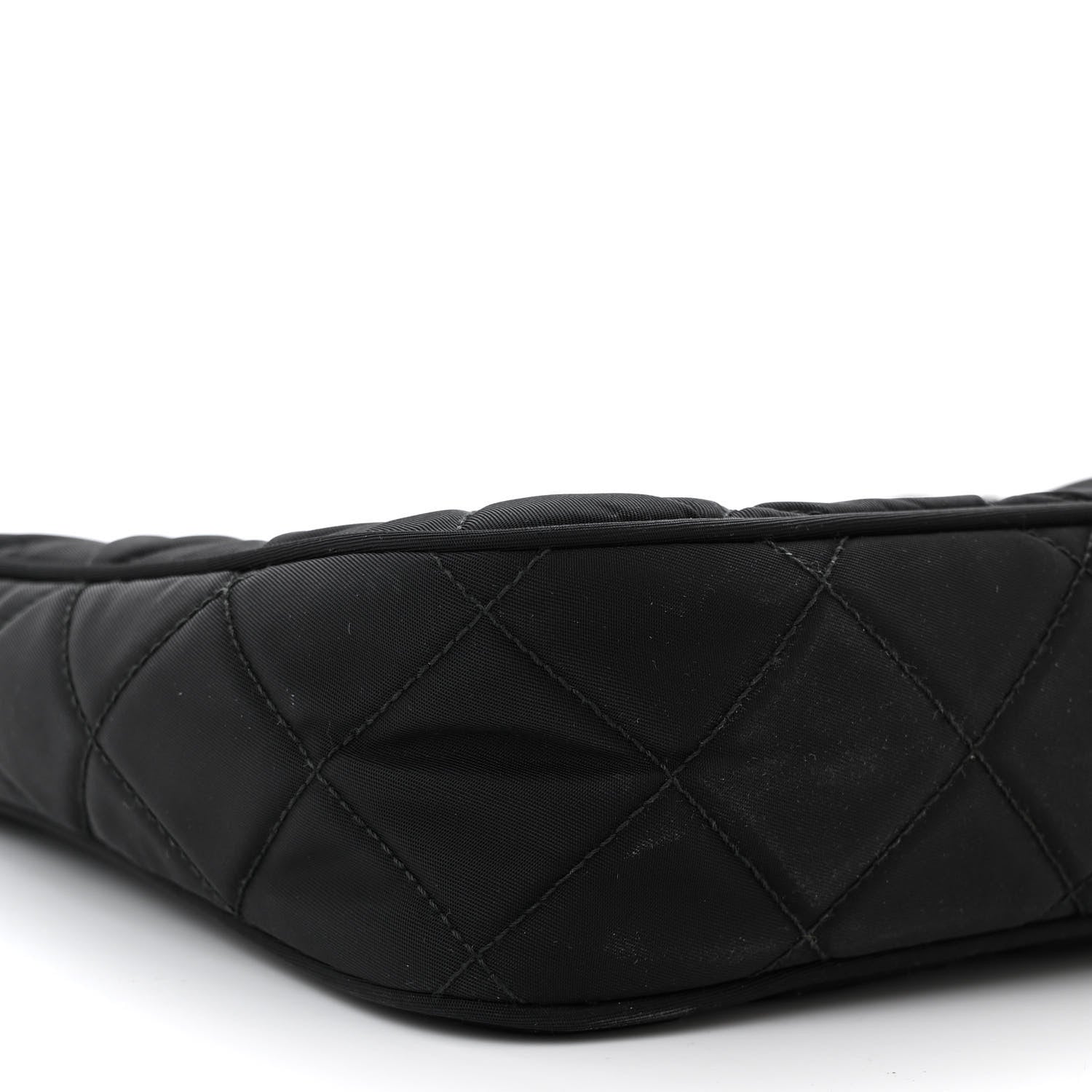 Prada Tessuto Nylon Stitched Shoulder Bag Black 9 of 11
