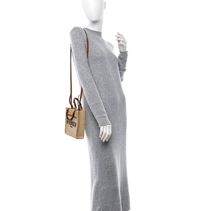 Fendi Paglia Chicco Riso Vitello King Plexiglass Logo Embroidered Mini Sunshine Shopper Alchemy Brandy 2 of 11