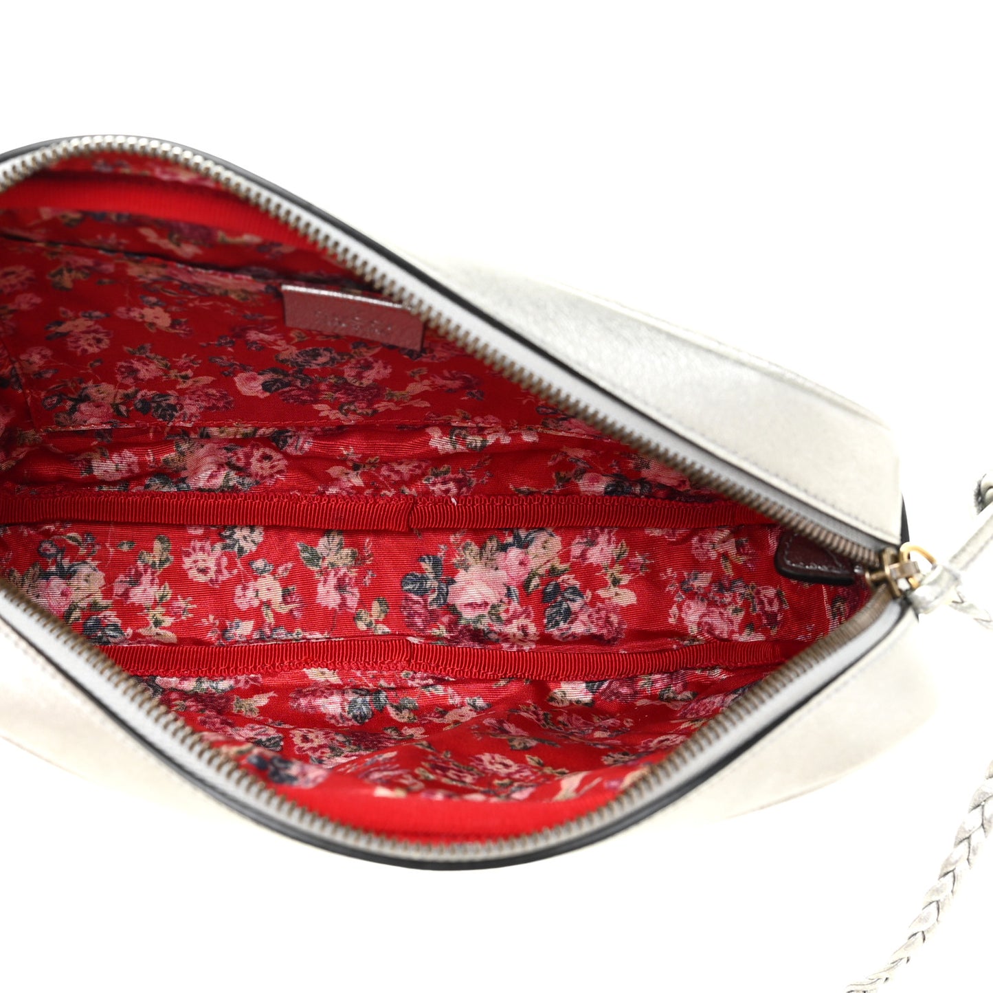 Laminated Nappa Web Trapuntata Small GG Shoulder Bag Argento