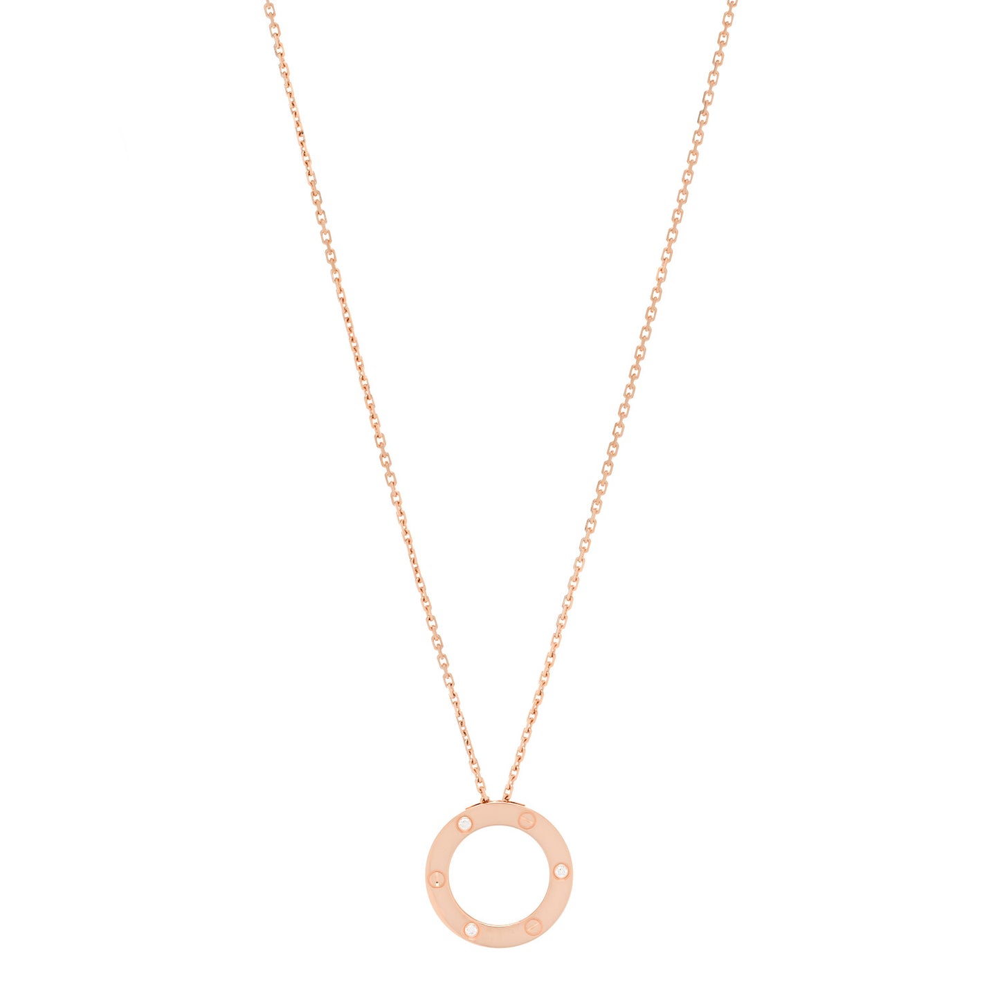 18K Pink Gold 3 Diamonds LOVE Pendant Necklace