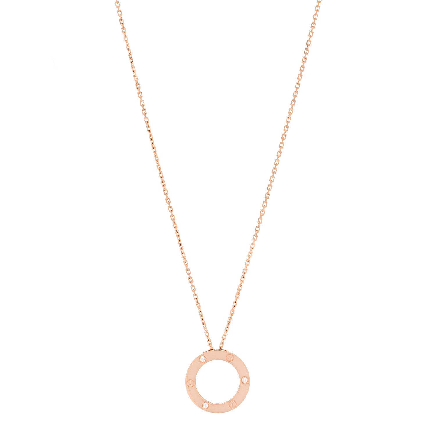 Cartier 18K Pink Gold 3 Diamonds LOVE Pendant Necklace 1 of 6
