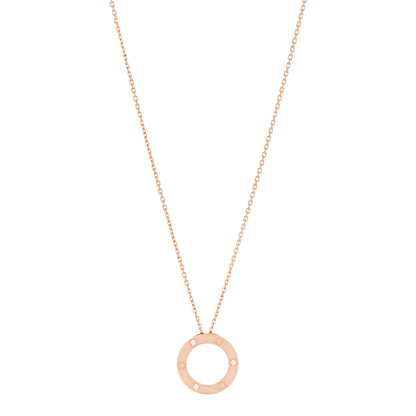 Cartier 18K Pink Gold 3 Diamonds LOVE Pendant Necklace 1 of 6