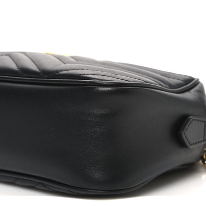 Gucci Calfskin Matelasse Small GG Marmont Chain Shoulder Bag Black 10 of 10
