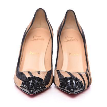 Christian Louboutin Calf Hair Patent Zebra Print Geo 85 Pumps 37 Dune Black 2 of 11