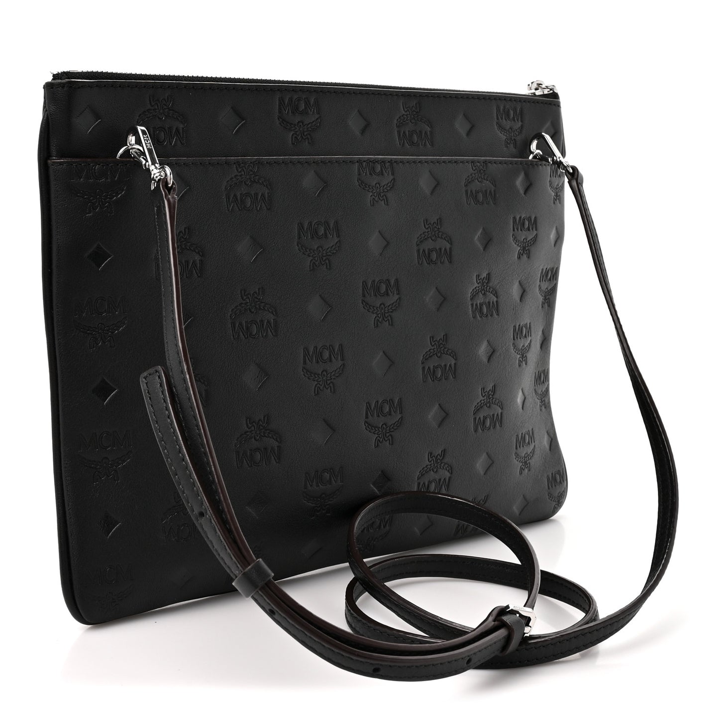 Calfskin Ottomar Monogram Aren Crossbody Pouch Black
