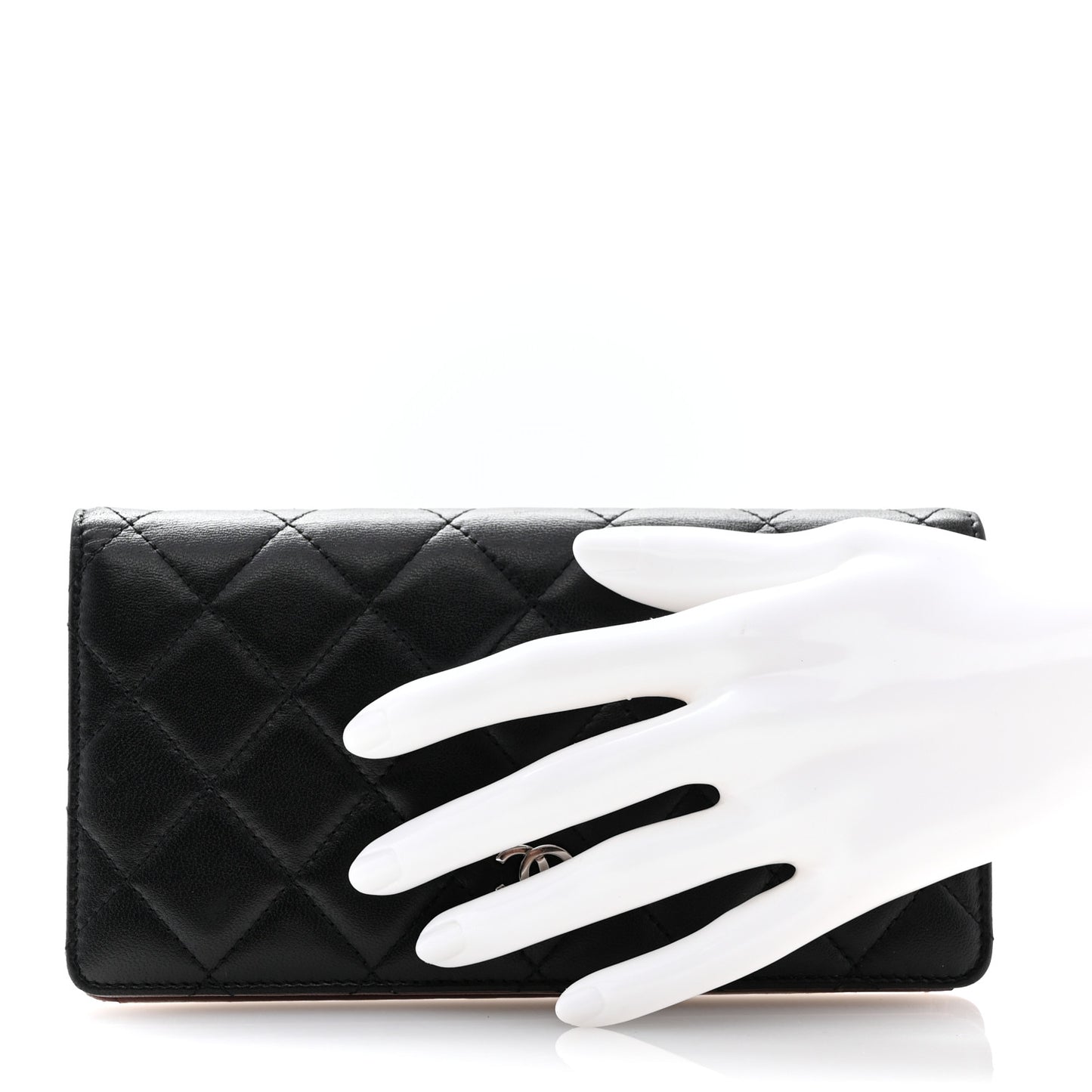 Lambskin Quilted Yen Wallet Black