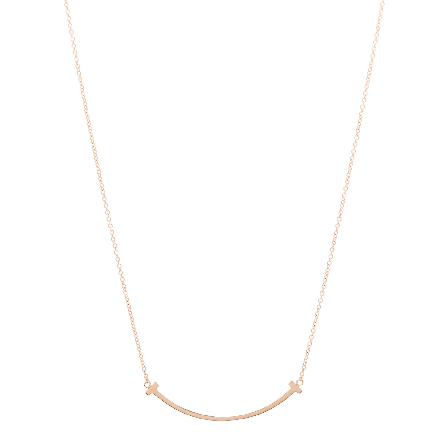 18K Rose Gold Small T Smile Pendant Necklace