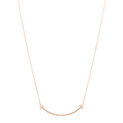 Tiffany 18K Rose Gold Small T Smile Pendant Necklace 1 of 6