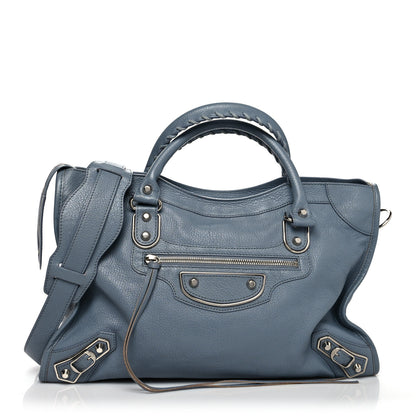 Balenciaga Chevre Silver Metallic Edge Hardware City Bleu Acier 2 of 11