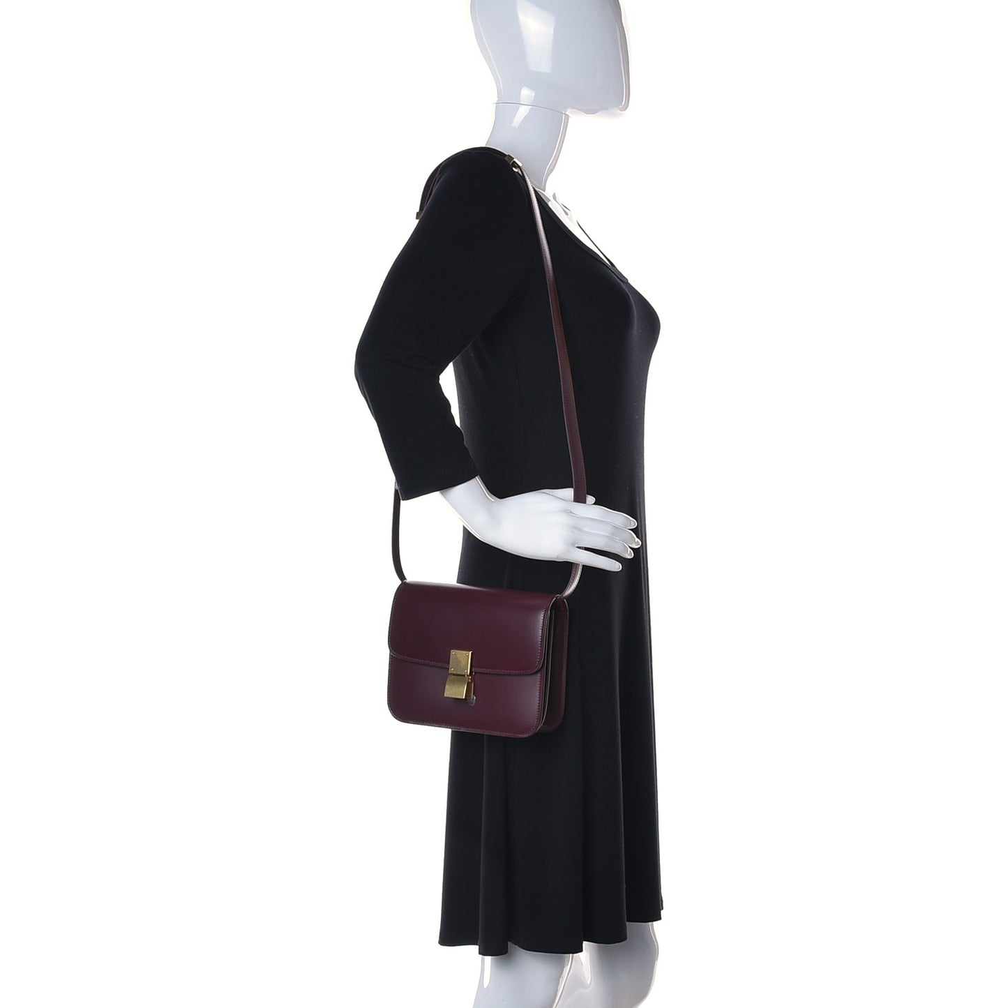 Box Calfskin Teen Classic Box Flap Bag Burgundy