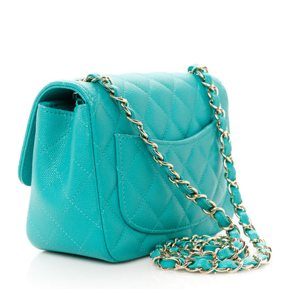 Chanel Caviar Quilted Mini Square Flap Turquoise 3 of 11