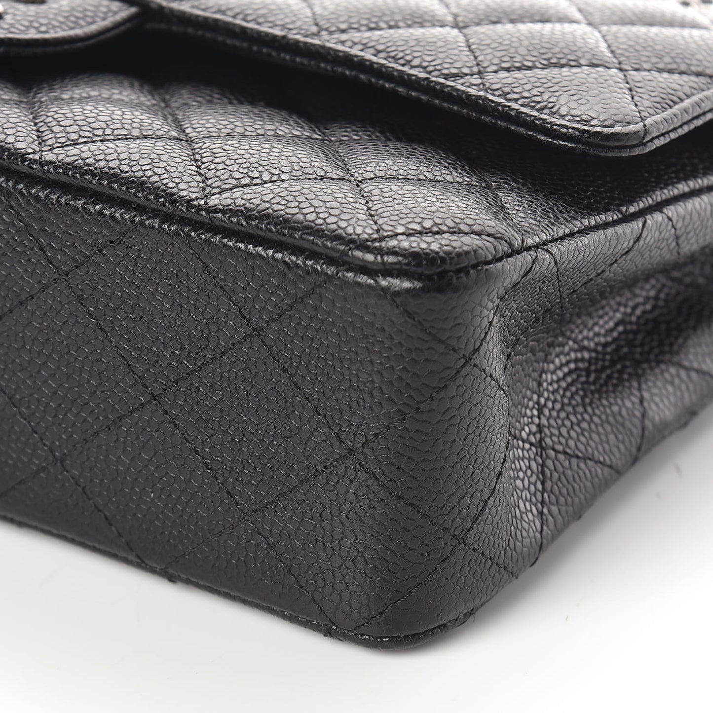 Caviar Quilted Medium Double Flap Black