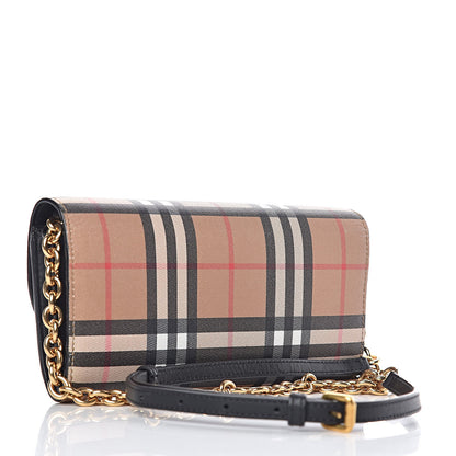 Burberry Vintage Check Henley Wallet On Chain Black 3 of 13