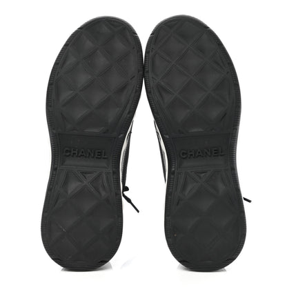Chanel Velvet Calfskin Mixed Fibers CC Sneakers 38 Black 5 of 9