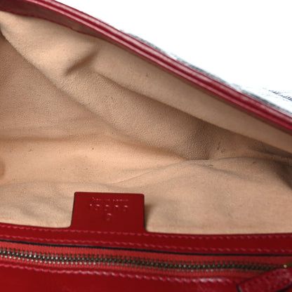Gucci Vintage Effect Calfskin Matelasse Diagonal Small Torchon GG Marmont Shoulder Bag Black Romantic Cherry 5 of 9