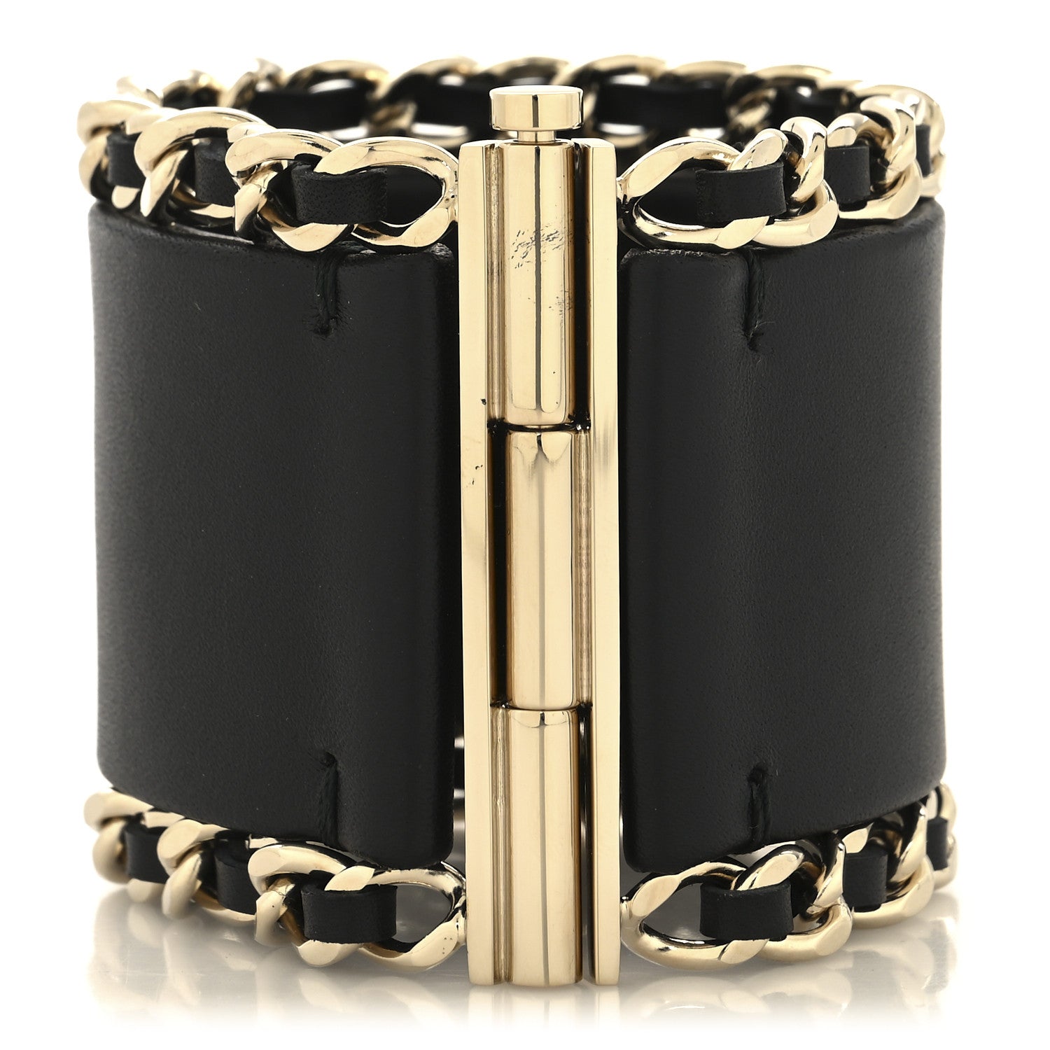 Chanel Lambskin Chain CC Bracelet S Black Gold 3 of 5
