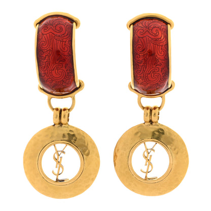 Saint Laurent Metal Demi Creole Et Cercle Clip On Earrings Or Laiton Vielli 1 of 5