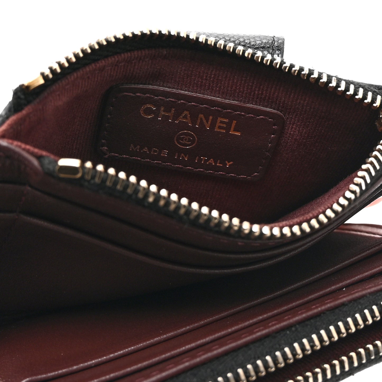 Caviar Quilted Compact Zipped Pocket Wallet Black