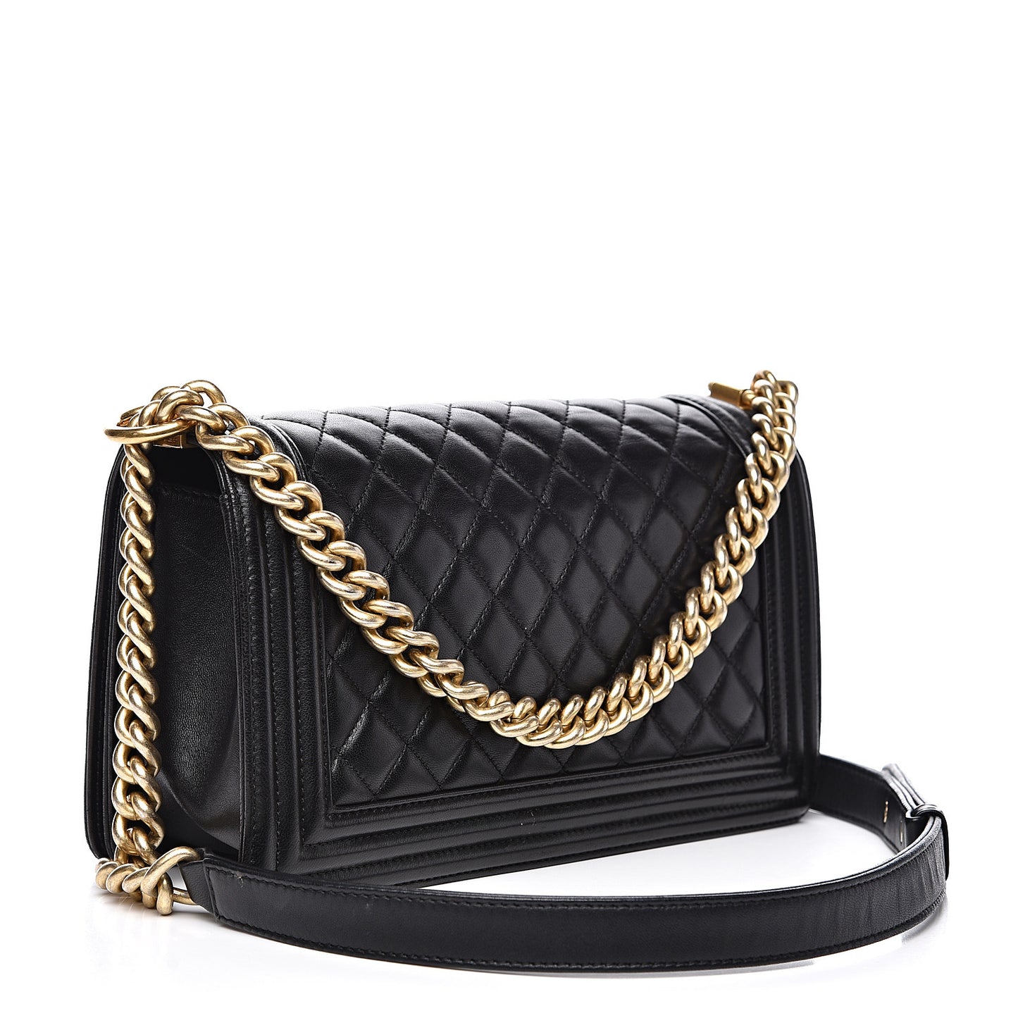 Lambskin Quilted Medium Boy Flap Black